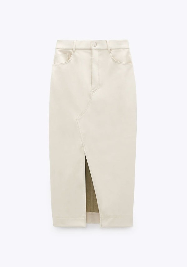 Faux Leather Midi Skirt from Zara