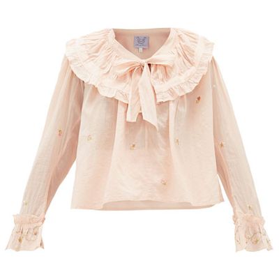 Dauphine Embroidered Cotton-Voile Blouse from Thierry Colson