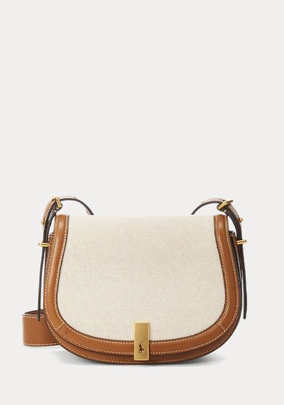 Polo ID Leather Trim Canvas Saddle Bag