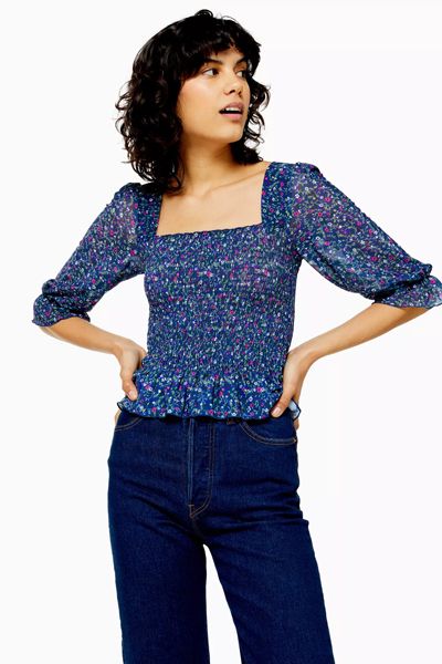 Ditsy Floral Shirred Top
