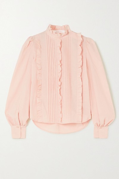 Ruffled Pintucked Cotton-Poplin Blouse from See By Chloe