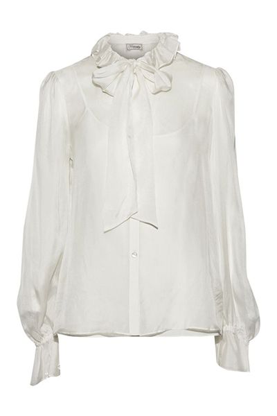 Pussy-Bow Ruffle-Trimmed Silk-Chiffon Shirt from Temperley London