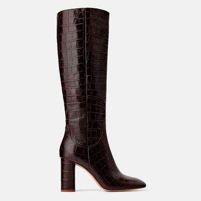 Leather Heeled Boots from Zara