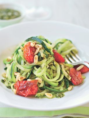 Pesto Courgetti With Balsamic Tomatoes