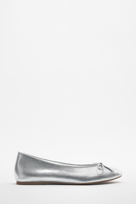 Leather Ballet Flats With Bow Detail from Zara