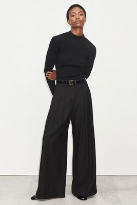 Italian Flannel High-Waist Wide-Leg Trouser from ME+EM