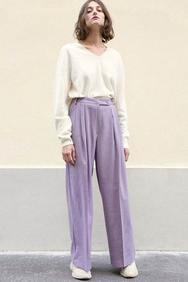 Lavender Wide Leg Suit Pants