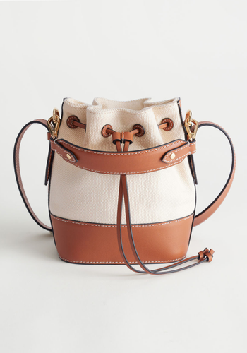 Small Canvas Leather Bucket Bag