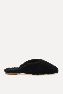 Black Shearling Slipper Shoes from Sleeper