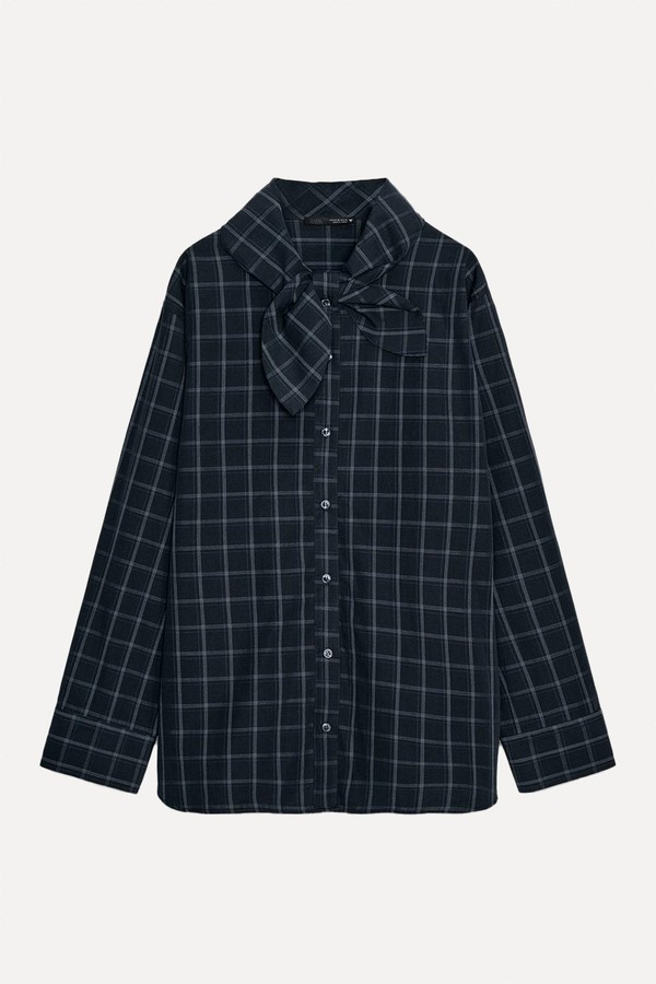 Check Poplin Shirt With Pocket Square from ZARA