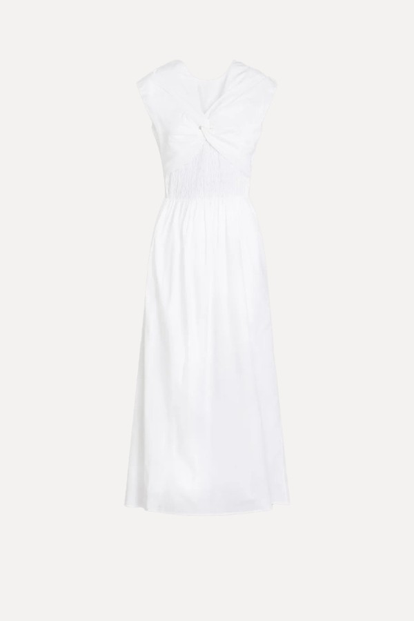Lottie Twist-Front Smocked Cotton-Poplin Midi Dress from TOVE