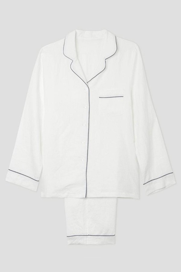 White Linen Pyjama Trouser Set