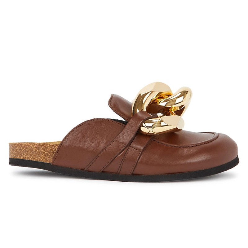 Dark Brown Chain-Embellished Leather Mules from JW Anderson