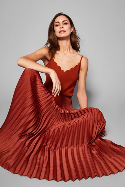 Byirdie Pleated Satin Maxi Skirt