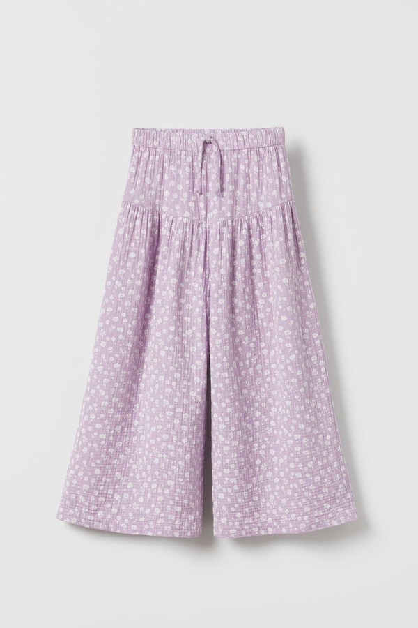 Textured Floral Print Trousers