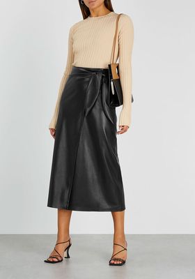 Amas Black Faux-Leather Midi Skirt from Nanushka