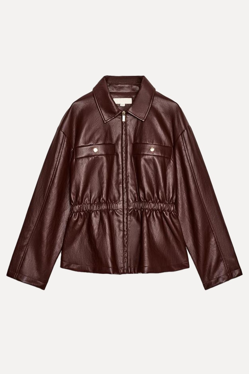 Faux Leather Jacket With Elasticated Waist from Zara
