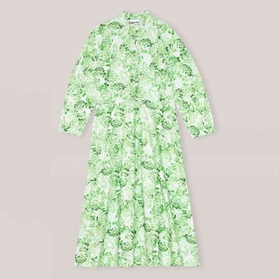 Printed Cotton Poplin Midi Dress from Ganni