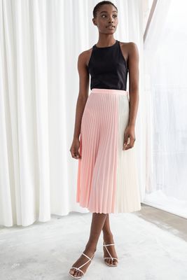 Duo Toned Pleated Midi Skirt from & Other Stories