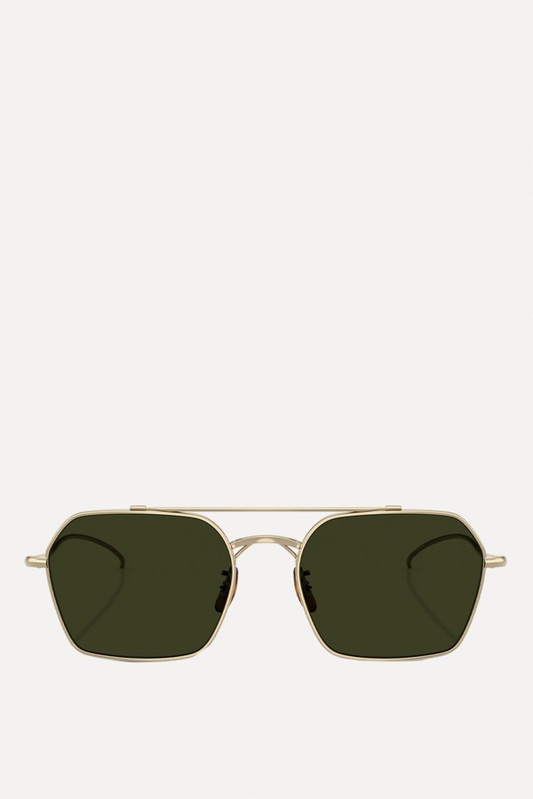 OV1365ST Square-Frame Metal Sunglasses from Oliver Peoples