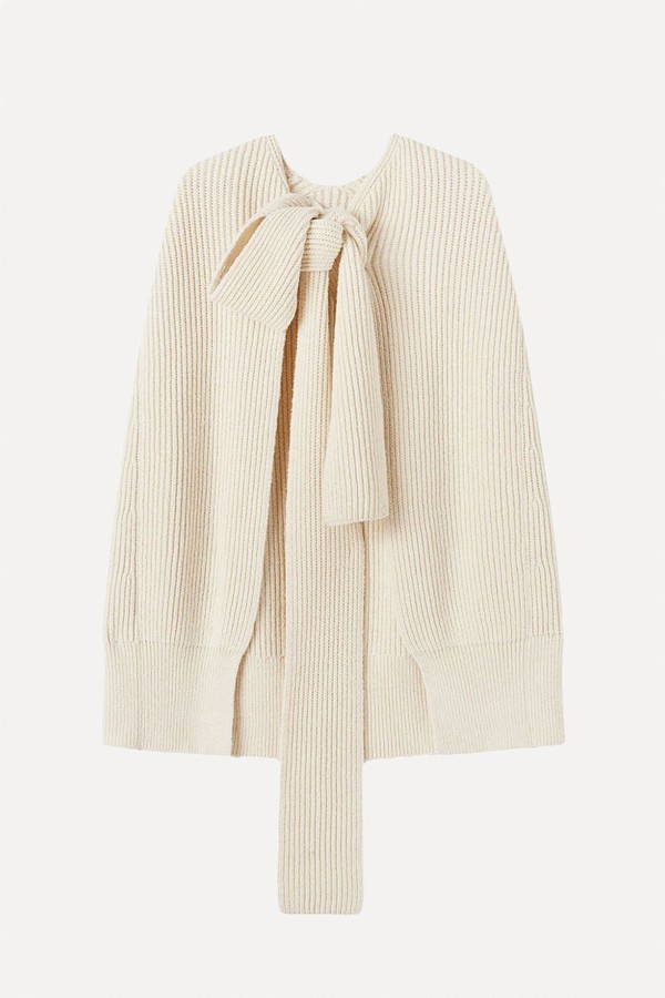 Tie-Fastening Knitted Cape from Jil Sander