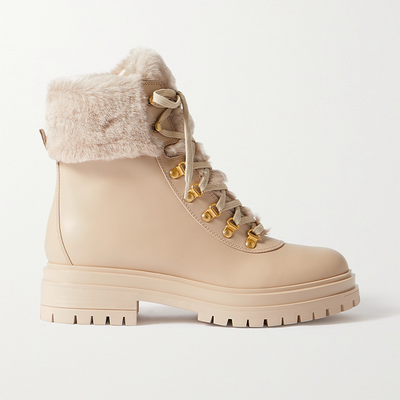 Alaska Shearling-Lined Leather Ankle Boots from Gianvito Rossi