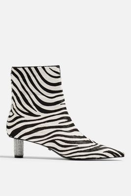 MANE Zebra Jewel Ankle Boots