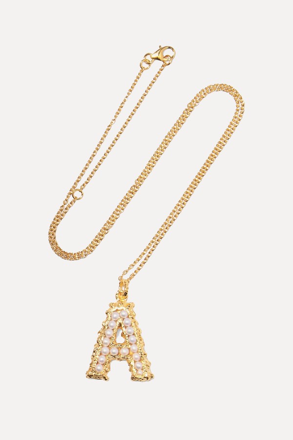 Alphabet Gold-Plated Pearl Necklace  from Pacharee