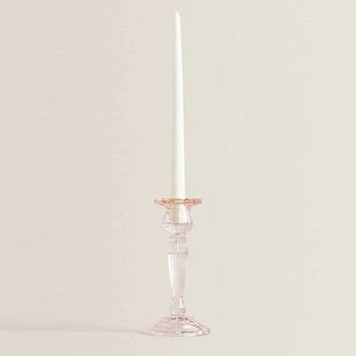 Pink Glass Candlestick