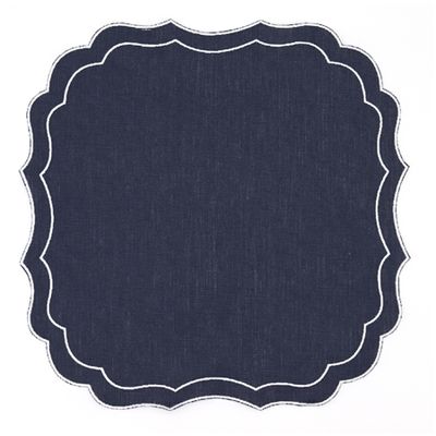 Set Of 8 Stella Coated Italian Linen Placemat In French Navy from Rebecca Udall