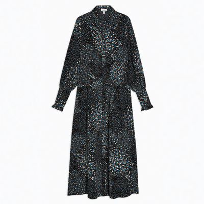 Black Floral Print Ruched Shirt Dress from Topshop