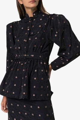 Pouf Sleeve Peplum Blouse from N Duo