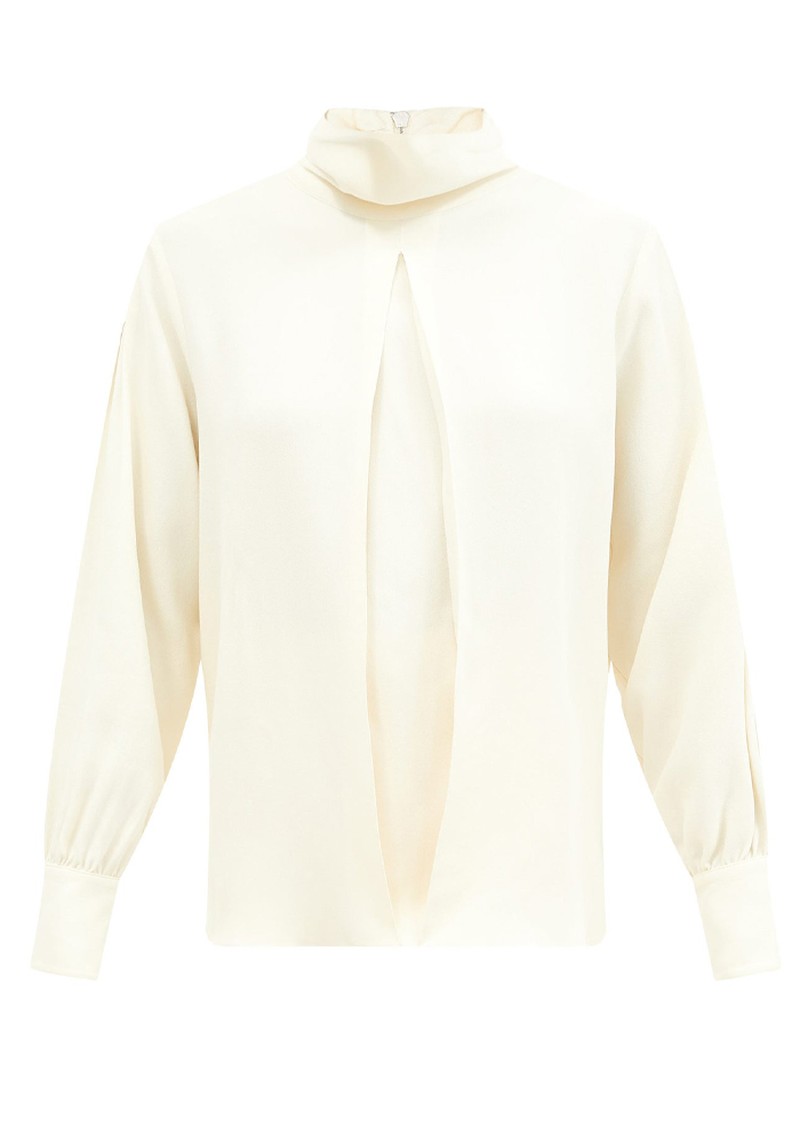 Daniela Box-Pleated Crepe Blouse