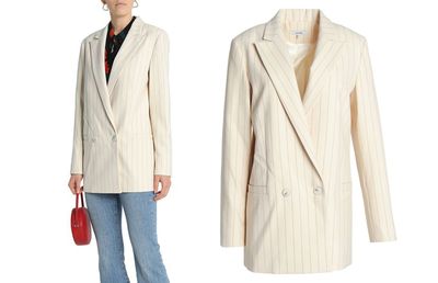 Double Breasted Pinstriped Cady Blazer from Ganni