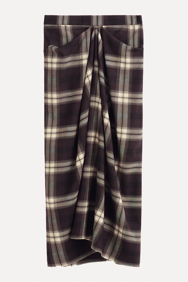 Draped Checked Midi Skirt from COS