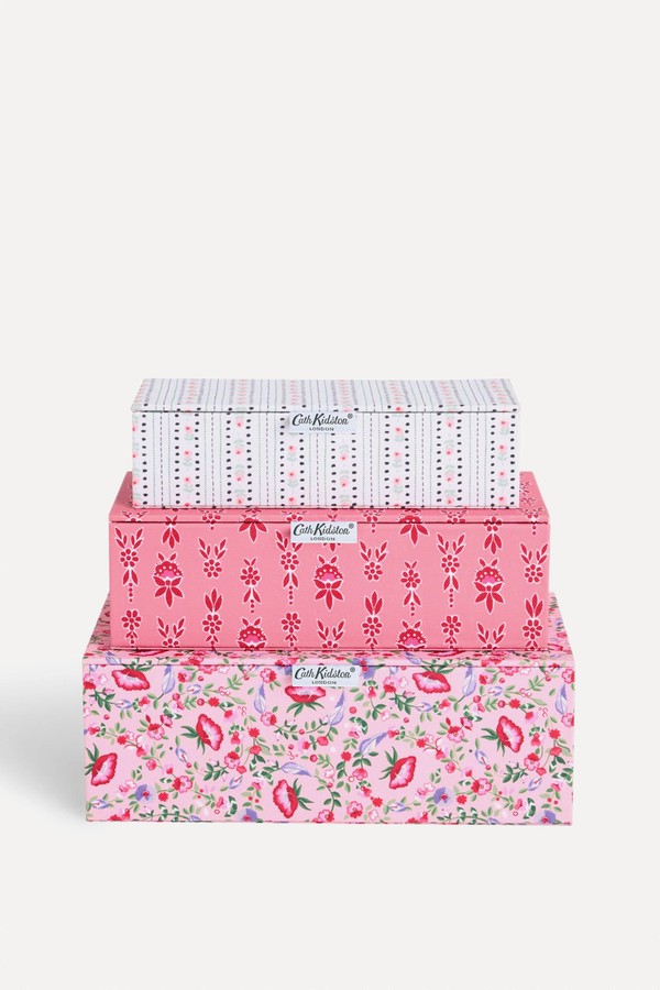 Set Of 3 Pink Floral Storage Boxes from Cath Kidston