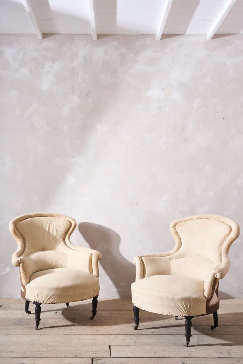 Pair Of Napoleon III Piecrust Fishtail Armchairs from Tallboy Interiors