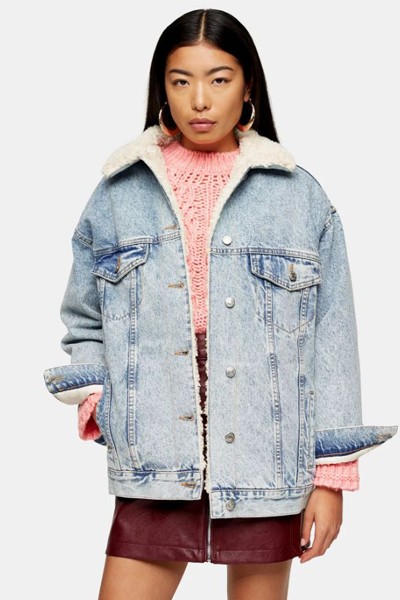 Bleach Super Oversized Borg Lined Denim Jacket