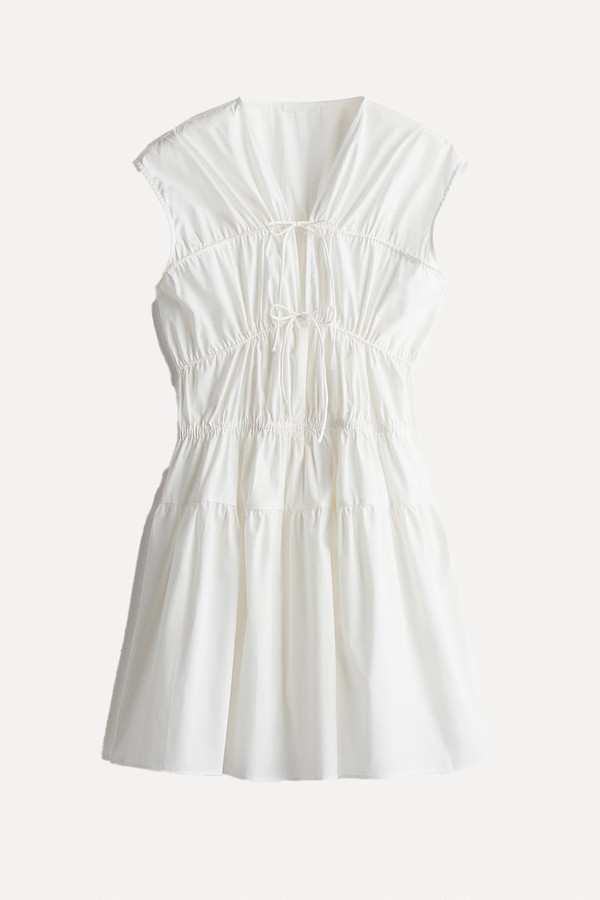 Drawstring-Detail Poplin Dress