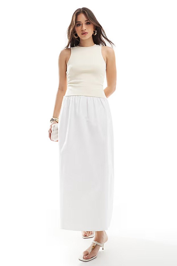 Racerneck Contrast Drop Waist Maxi Dress from 4th & Reckless