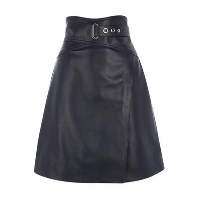 High-Waisted Leather Skirt