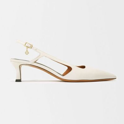 Fayna Pointed-Toe Leather Slingback Courts from Maje