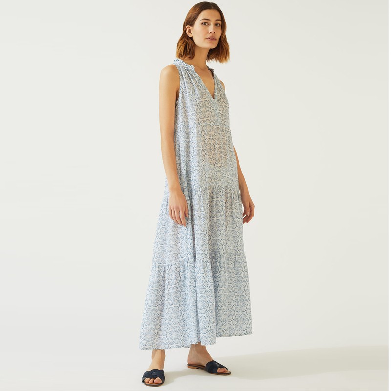 Floral Batik Linen Gauze Maxi Dress, £120