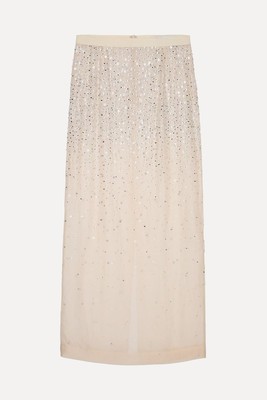 Rhinestone Silk Skirt from Zara