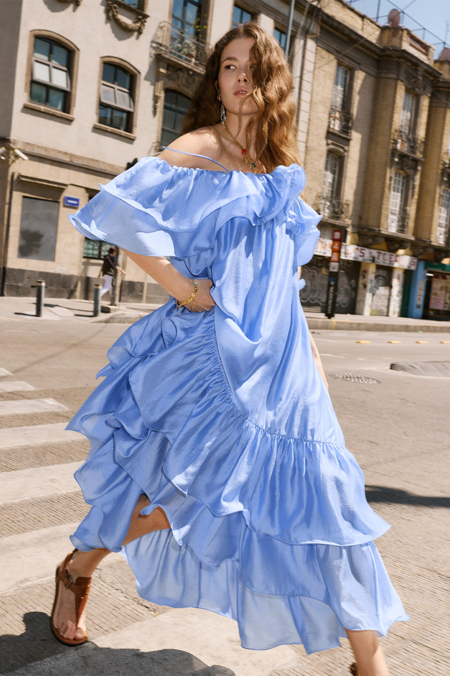 Off-Shoulder Ruffle Maxi Dress