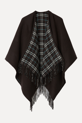Check Wool Reversible Cape from Burberry