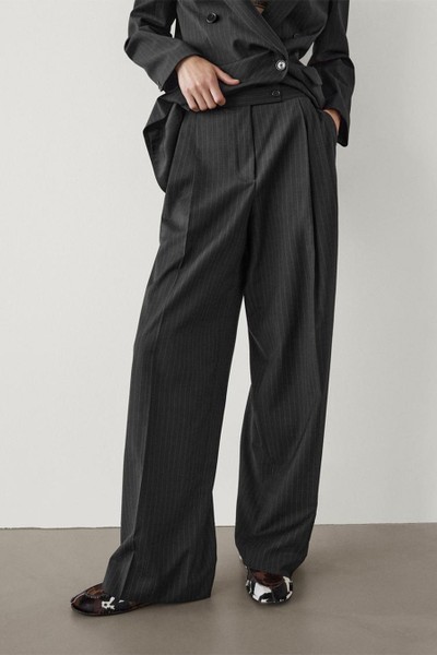 Pleated Pinstripe Trousers