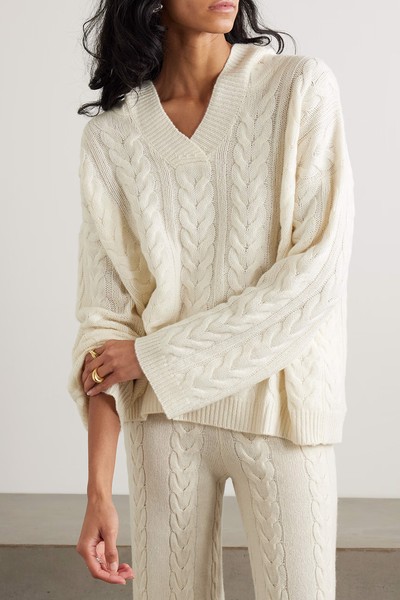 Cable-Knit Cashmere Hoodie from Lisa Yang