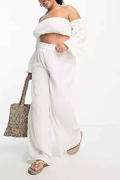 Beach Off Shoulder Co-Ord With Detachable Volume Sleeve from ASOS