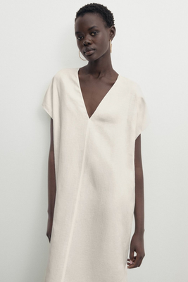 Linen Blend Kaftan Dress With Openings from Massimo Dutti